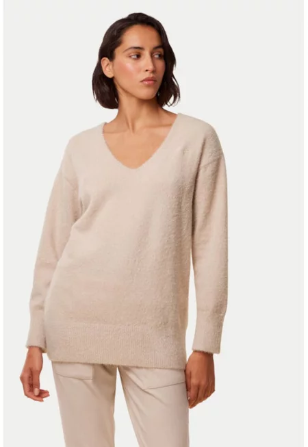 Дамски пуловер -  304534256 - Полиестер - Бежов - Бежов
