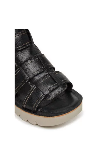 Дамски сандали - YUDD236FLY -  Естествена кожа - Черен - Черен