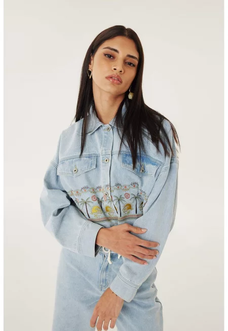 Дънково яке с бродерии