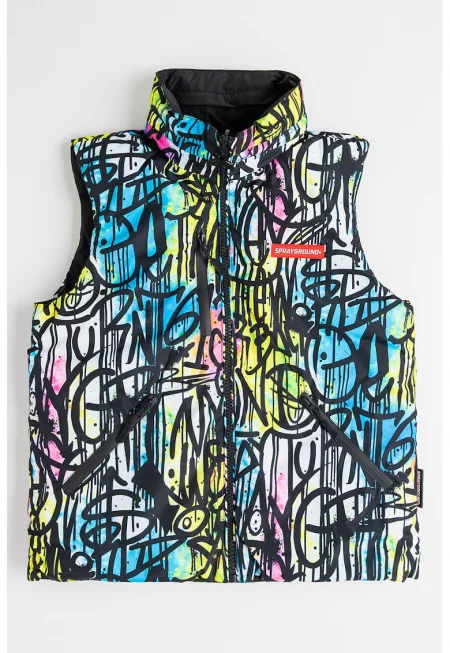 Двулицев елек със средновисока яка - Многоцветен