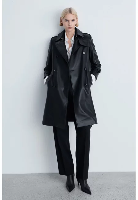 Двуреден тренч от еко кожа