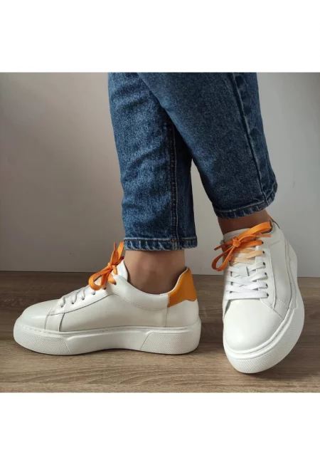 Ежедневни дамски обувки Rb2235-10 бели с жълто - бяло + жълто