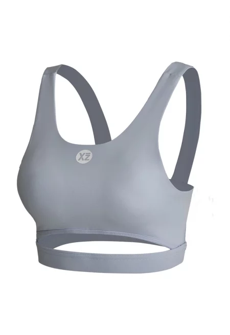 Фитнес бюстие Cherie с отвор отпред - Сив