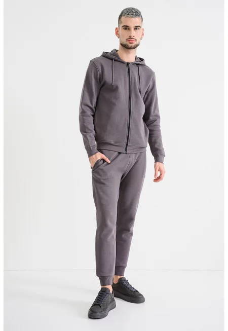 Фитнес худи с цип - Сиво-бежов