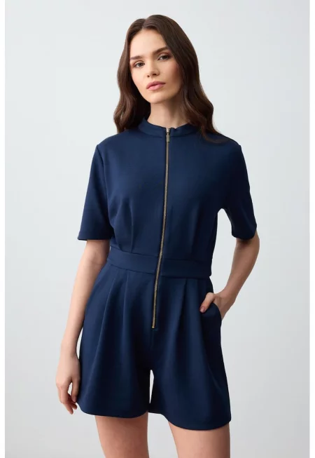 Гащеризон с модал с цип отпред - Тъмносин