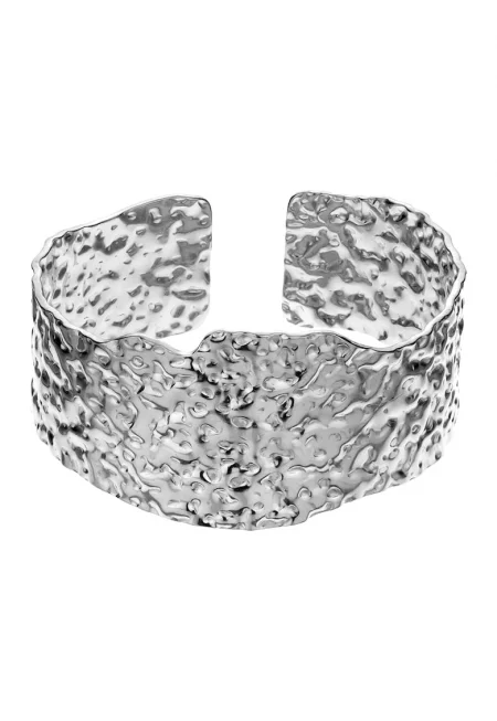 Гривна от неръждаема стомана с релеф - Сребрист