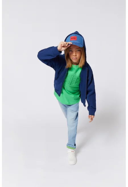 Худи с ръкави реглан и цип - Тъмносин