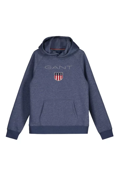 Худи Shield с бродирано лого - Прашно синьо