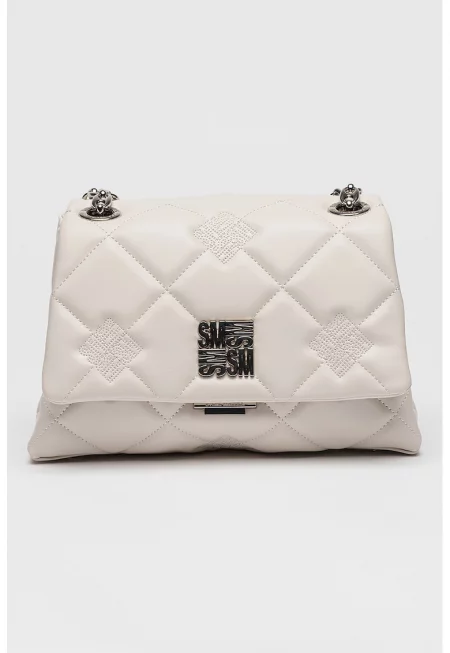 Капитонирана чанта за рамо с презрамка-верижка