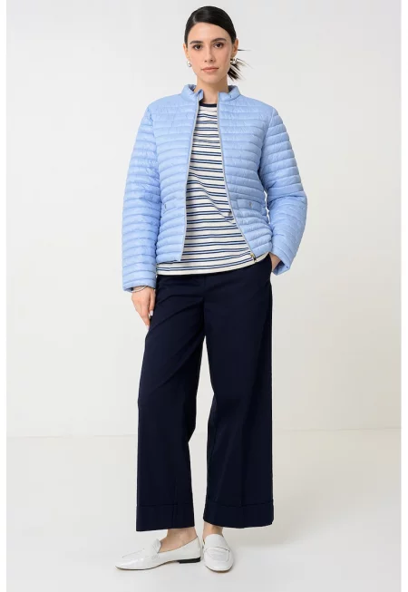 Капитонирано зимно яке с джобове - Бледо синьо