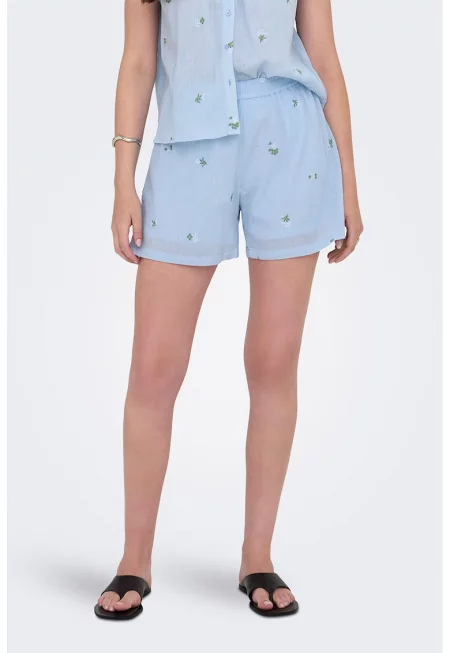 Къс памучен панталон с флорален десен