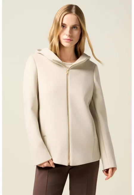 Късо палто с джобове встрани - Слонова кост