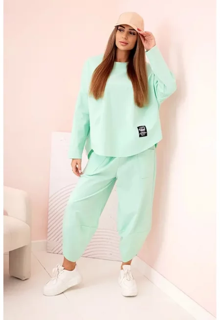 Комплект суичър и долнище на анцуг с ластична талия - Един размер