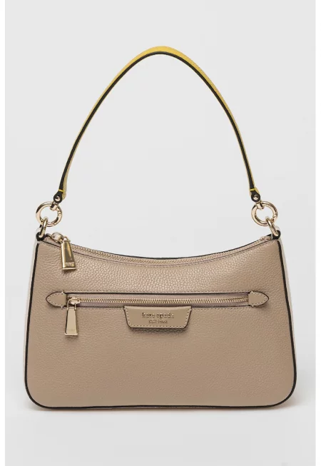 Кожена чанта през рамо Hudson - Сиво-кафяв/Лайм зелено