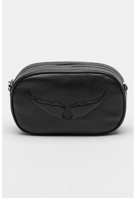 Кожена чанта през рамо Rock With You - Черен