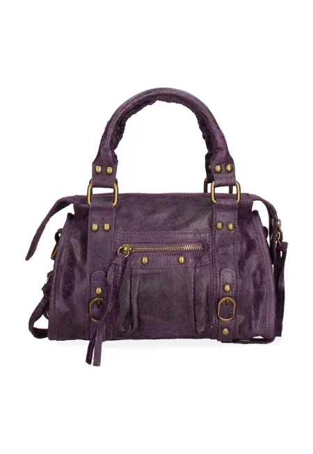 Кожена чанта за рамо от еко кожа - Тъмновиолетов