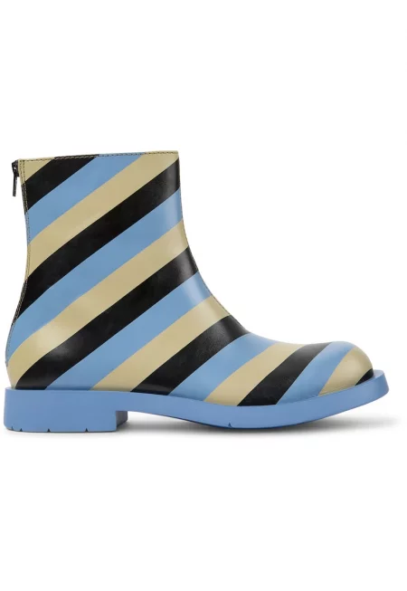 Кожени боти 1978 на райе с квадратен връх - Черен/Бежов/Син