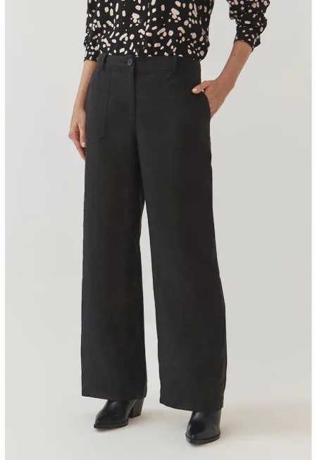 Ленен панталон Torko с широк крачол - Черен