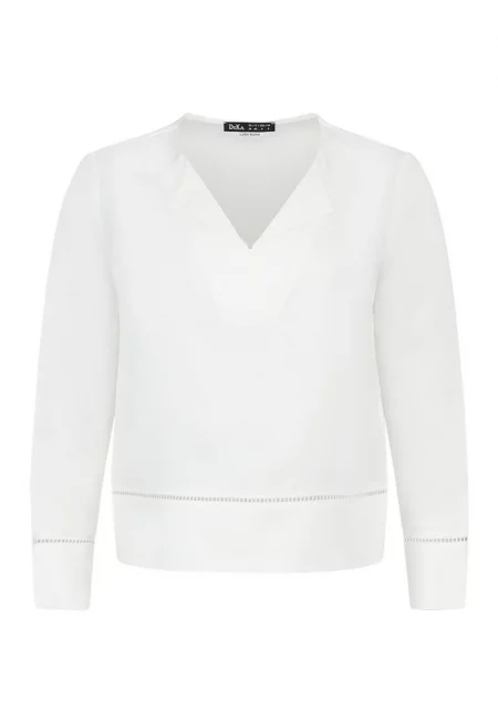 Ленена блуза с V-образно деколте