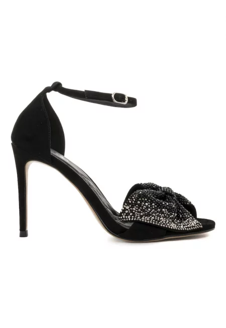 Marilee Suede Sandals With Bow Detail - Черен