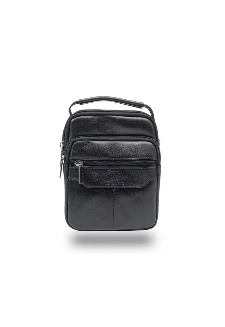 Мъжка чанта от естествена кожа черна Адонис