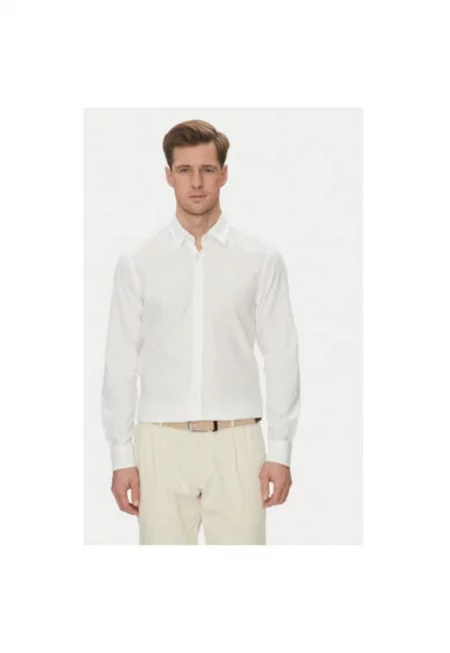 Мъжка риза  10013335 30045977 - лен/памук - бяла