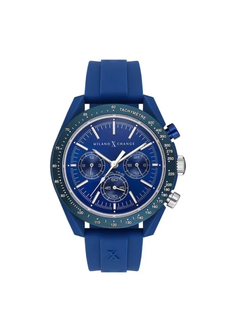 Мъжки часовник  модел MXG3117 - кварцов механизъм - водоустойчив 5 ATM - пластмасов корпус и каишка - син цвят - 43 мм