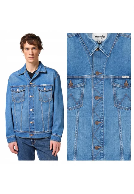 Мъжко яке -  Anti Fit Jacket - Regular Fit - Деним дизайн - Без качулка - С копчета - Памук - Синьо - Син