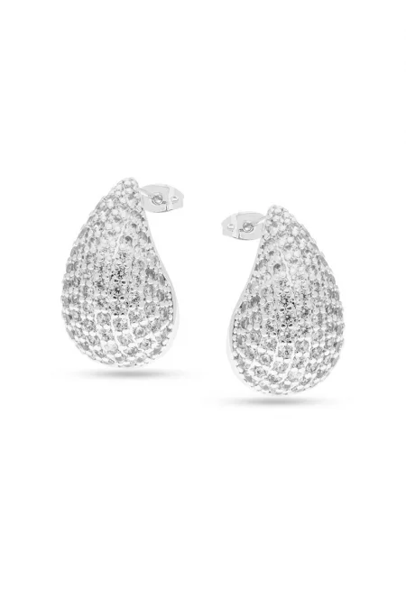 Обеци с кристали - Сребрист