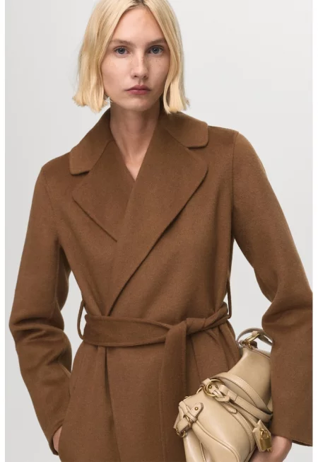 Палто с вълна - Тъмнокафяв