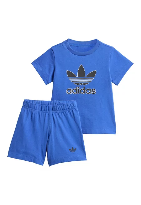 Памучен комплект от тениска и къси панталони с лого