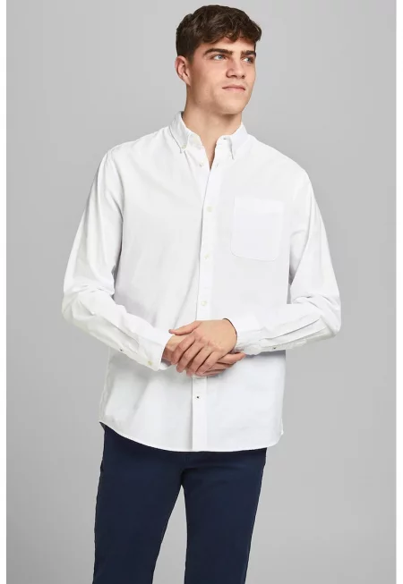 Памучна слим риза - Бял