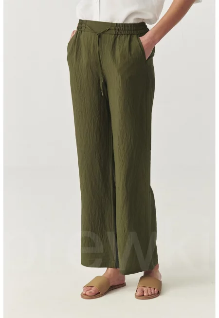 Панталон с връзка - Маслинено зелено