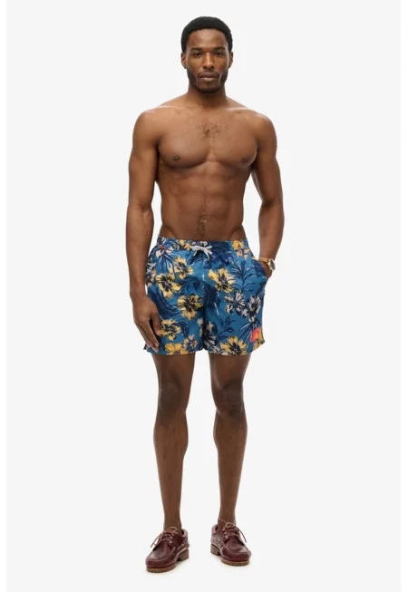 Плувни шорти с джобове встрани - Жълт/Тъмносин