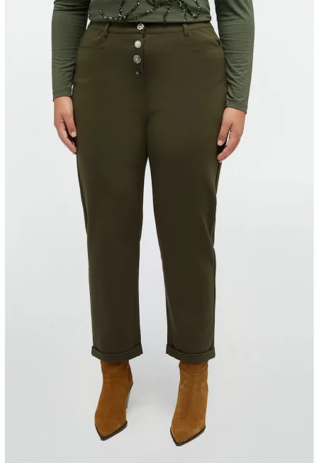 Прав панталон с висока талия - Каки