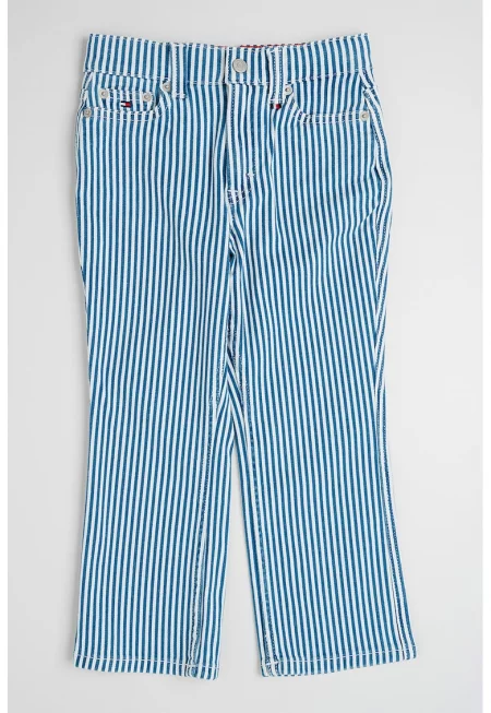 Прави дънки на райе - Бял/Прашно синьо