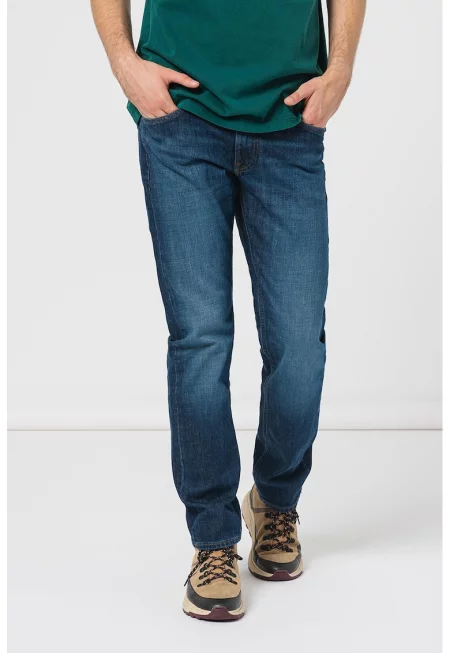 Прави дънки със средна талия - Тъмносин