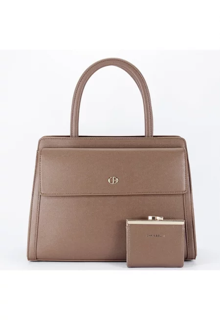 Премиум чанта с портфейл CB2427-3 17 - Сиво-кафяв - 24x32x13