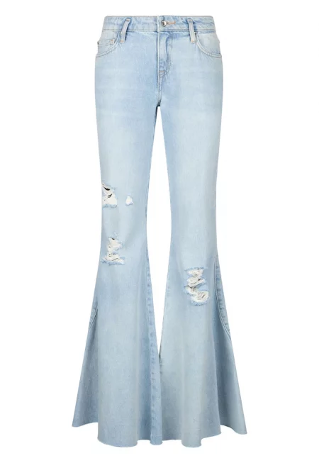 Разкроени дънки с ниска талия - Син