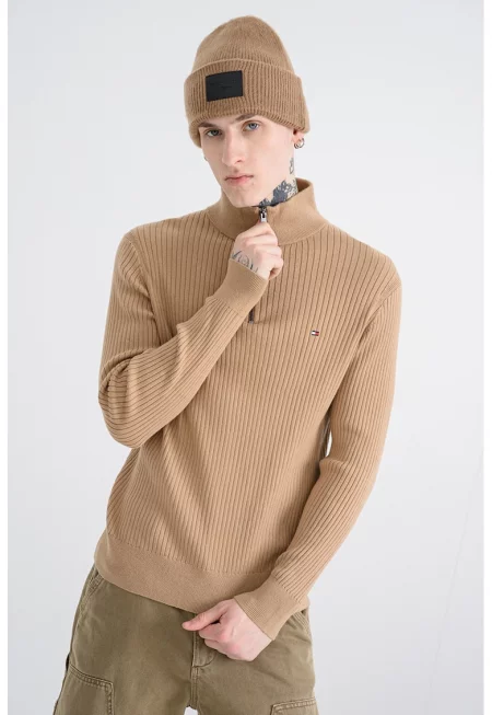 Рипсен пуловер с органичен памук