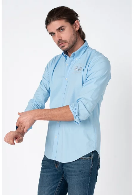 Риза със стандартна кройка и бродирано лого