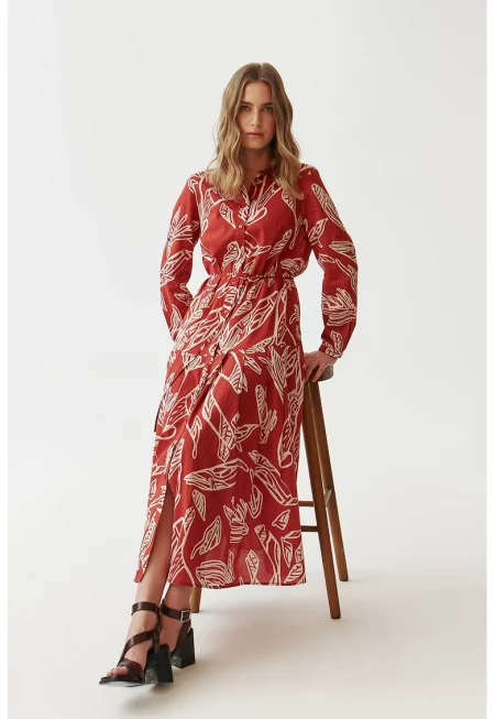 Рокля с копчета - Червен/Бял