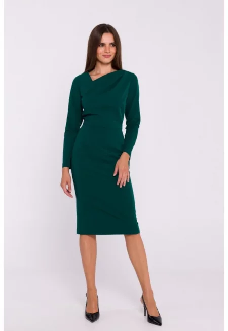 Рокля тип молив с асиметрично деколте