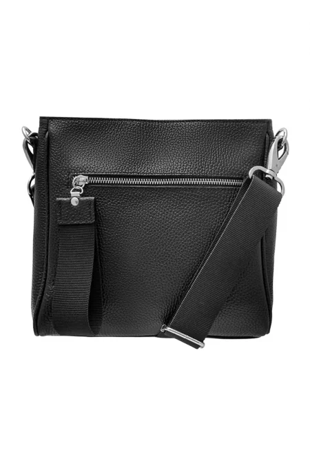 Ryłko - Кожена чанта за рамо с отделяща се презрамка - Черен