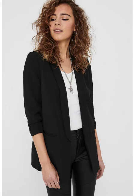 Сако без закочаване с 3/4 ръкави - Черен
