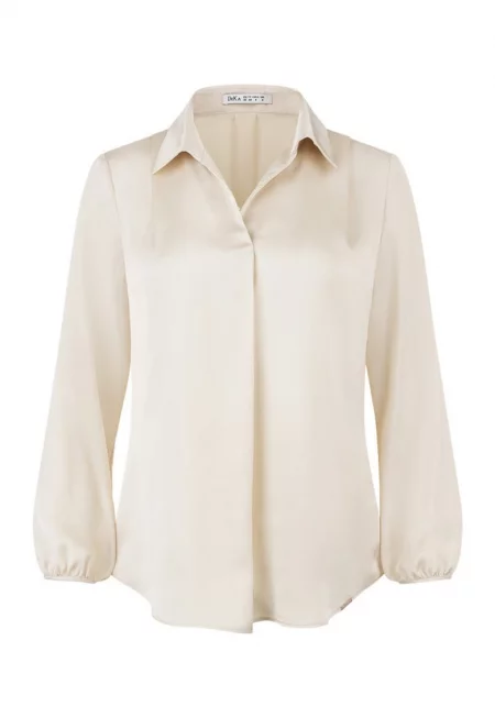 Сатенирана блуза с класическа яка