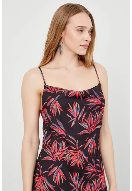 Сатинирана рокля - Червен/Черен