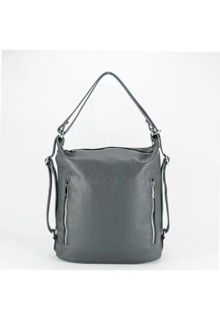 Сива раница от естествена кожа 2 в 1 Lucia 121 15641