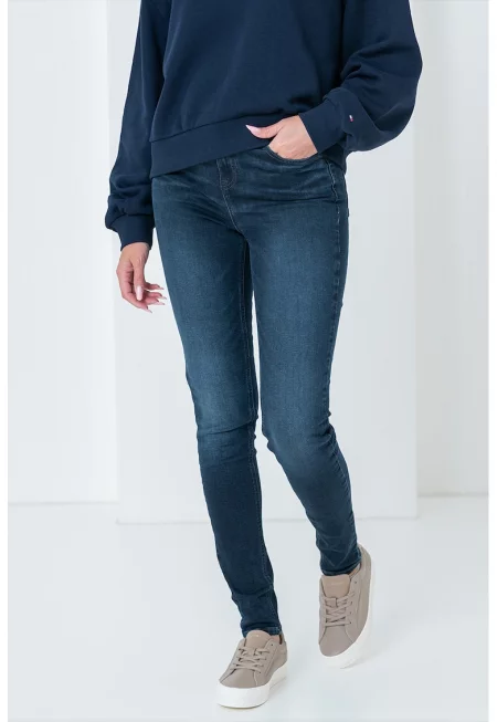 Скини дънки Nora с висока талия - Тъмносин