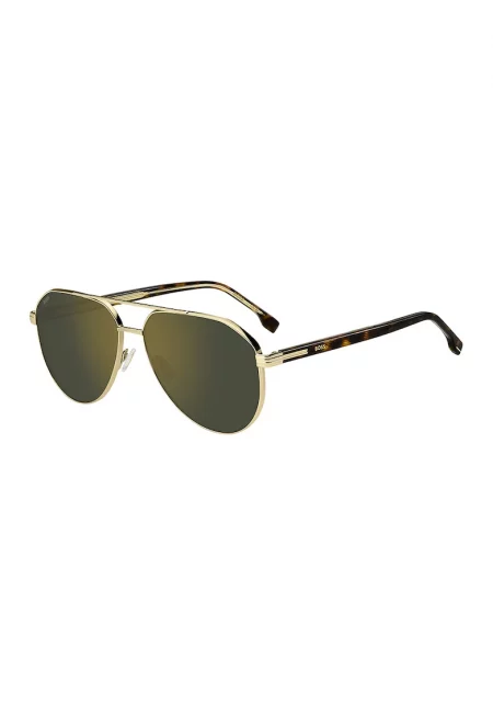 Слънчеви очила Aviator с плътен цвят - Златист/Тъмнокафяв/Оранжев